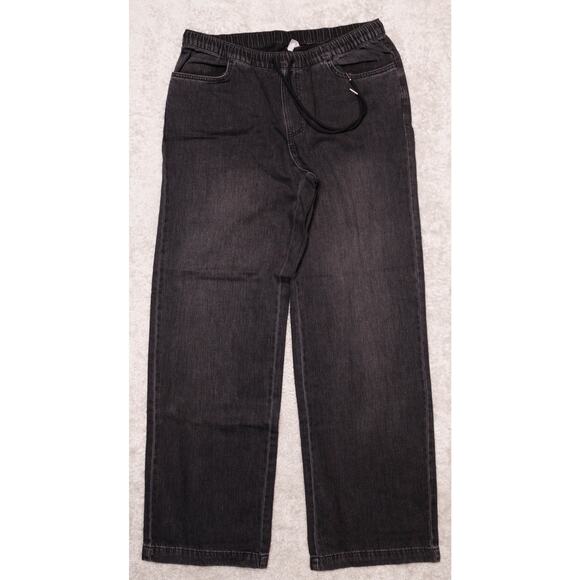 H&M Black Wide Leg Pull On Jeans Denim Pants Womens Size M NWT - Picture 2 of 10